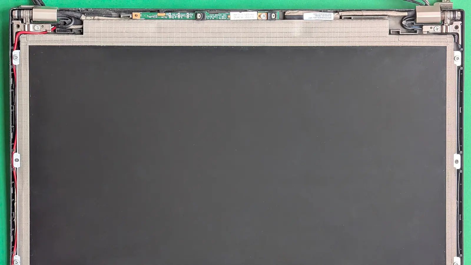 Laptop screen assembly with hinges, cables and bare LCD panel hardware